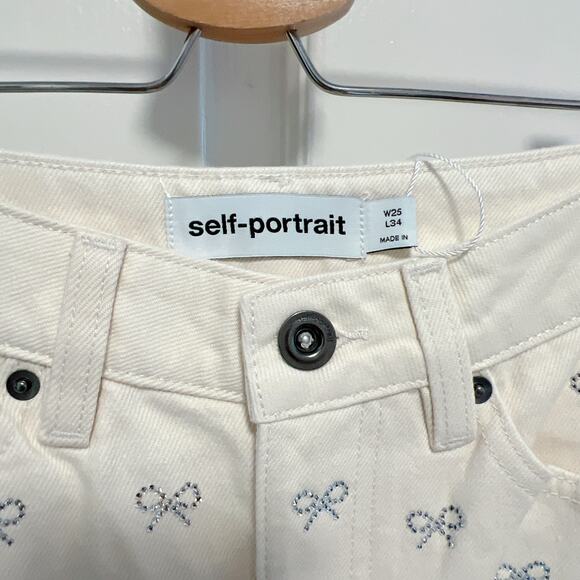 Self Portrait Bow Embellished High Waist Denim Size 25 - Picture 5 of 8